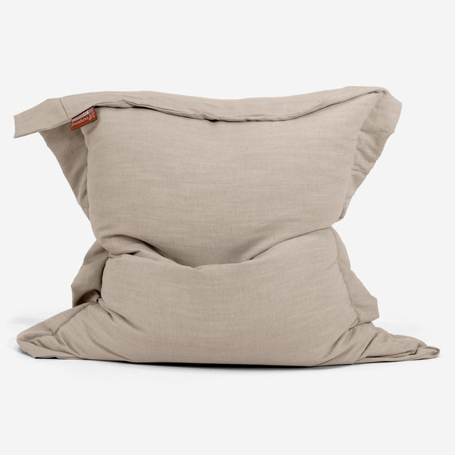 Puff Gigante Cama XL - Aspecto de Lino Crema 01
