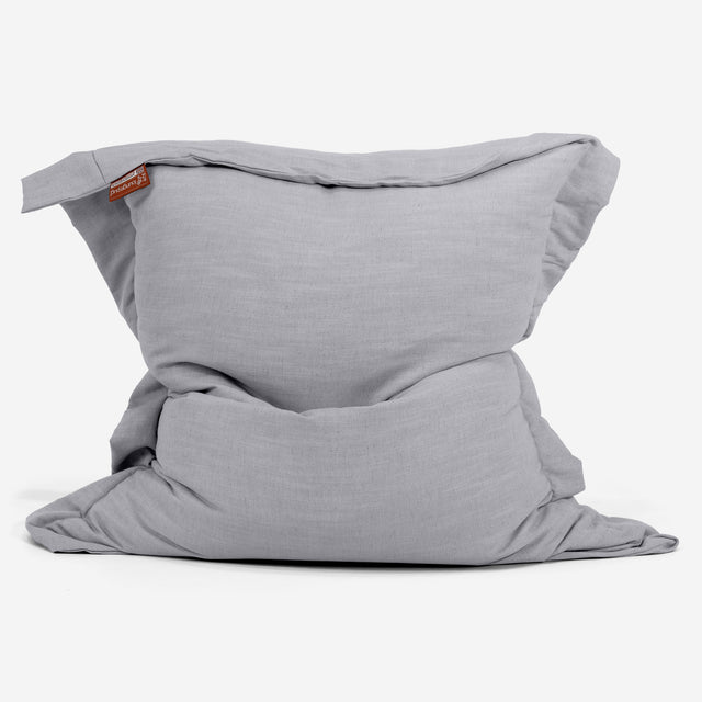 Puff Gigante Cama XL - Aspecto de Lino Plata 01