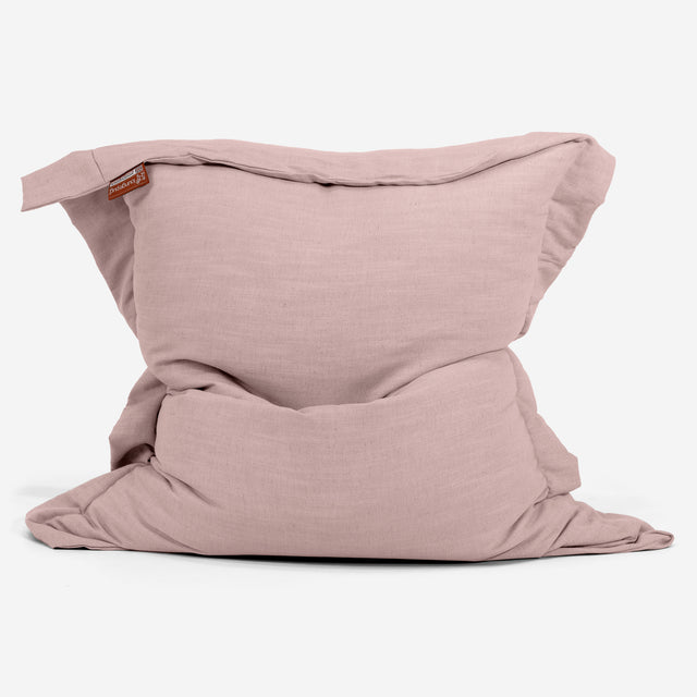 Puff Gigante Cama XL - Aspecto de Lino Rosa 01