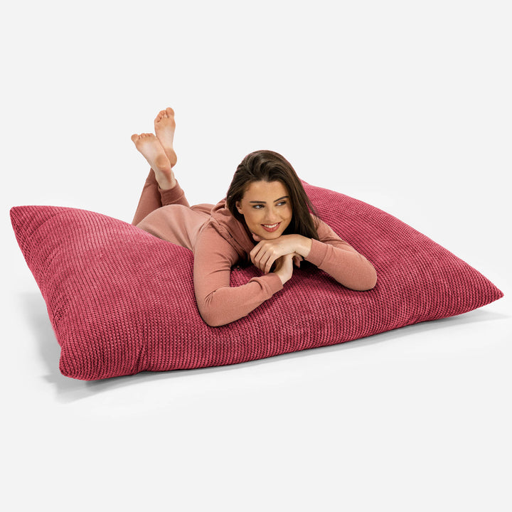 Puff Gigante Cama XL - Pompón Rojo pastel 03