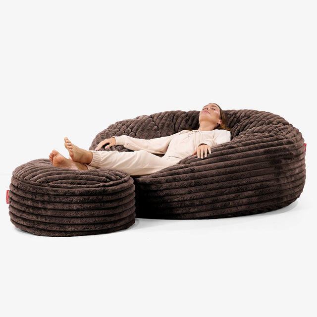 Puff Gigante 'Mega-Mamut' - Pana de Felpa Ultra Café