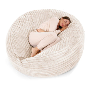 Puff Gigante 'Mega-Mamut' - Pana de Felpa Ultra Crema