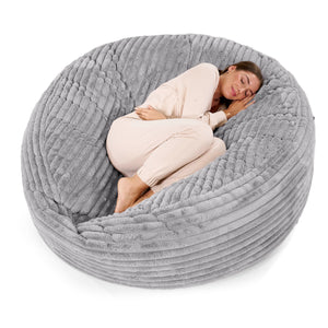 Puff Gigante 'Mega-Mamut' - Pana de Felpa Ultra Gris