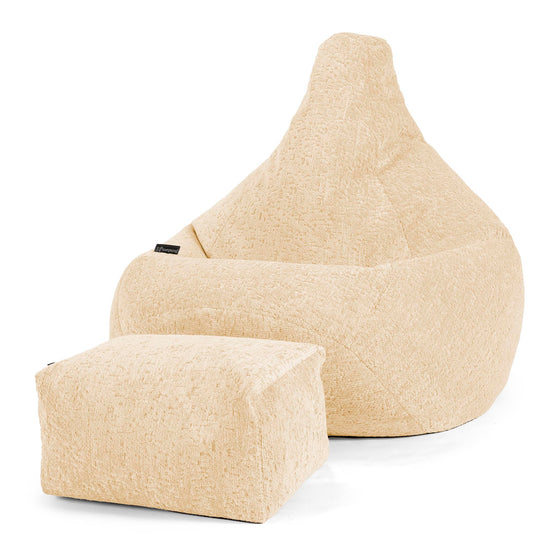 Puff Pera - Chenilla Premium Marfil 01