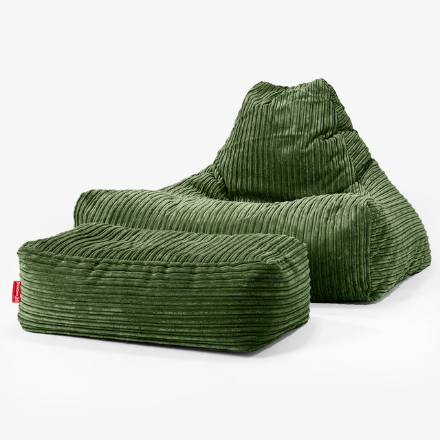 Puff Pera 'Relajarse' - Pana Clásica Bosque Verde 02