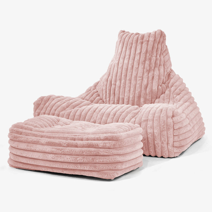 Puff Pera 'Relajarse' - Pana de Felpa Ultra Rosa Empolvado 02
