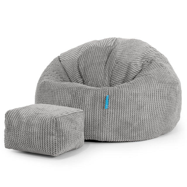 Puff Redondo Infantil 1-5 años - Pompón Carbón Gris 02