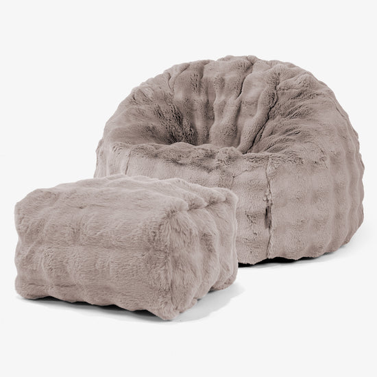 Puff Redondo - Piel Sintética de Burbuja Vison 01