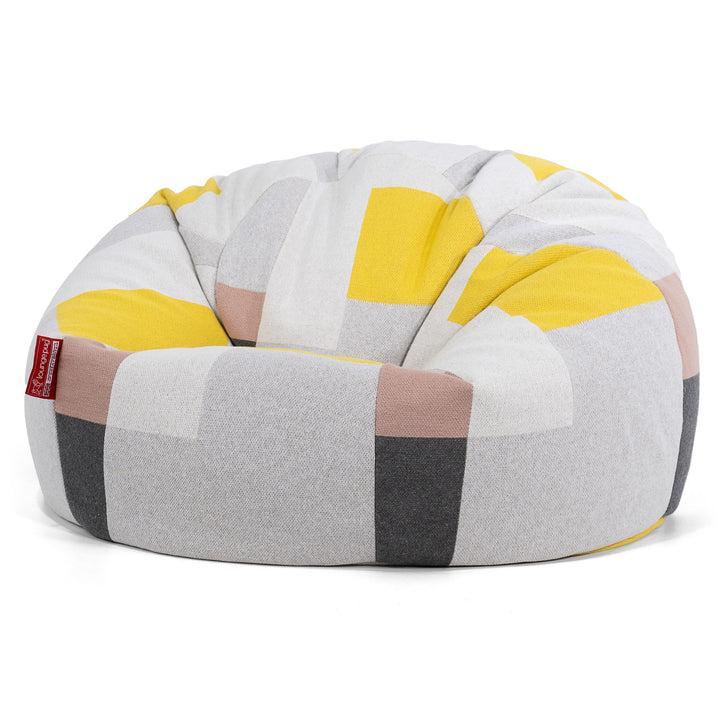 Puff Redondo - Punto Bloque de Color Gris 01