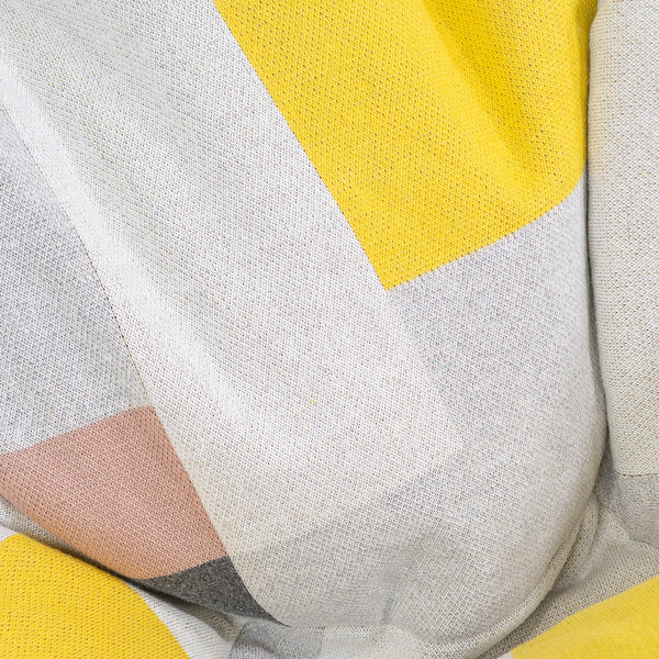 Puff Redondo - Punto Bloque de Color Gris Fabric Close-up Image