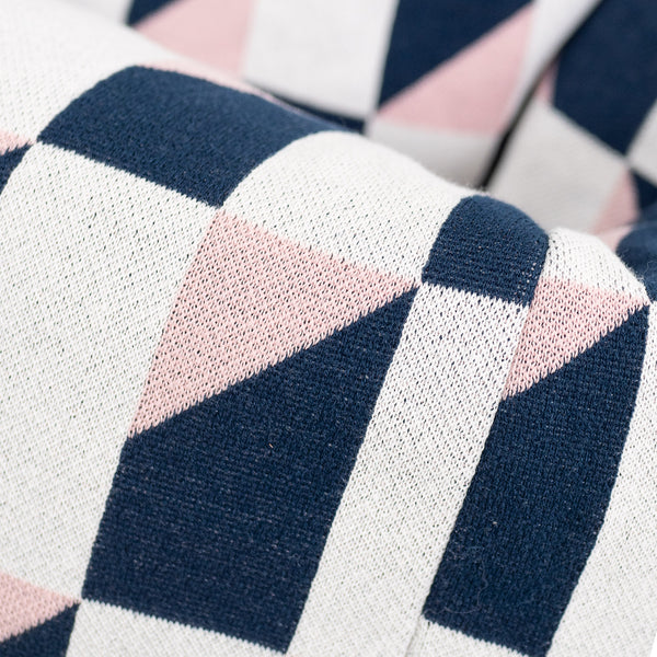 Puff Redondo - Punto Geométrico Azul Fabric Close-up Image