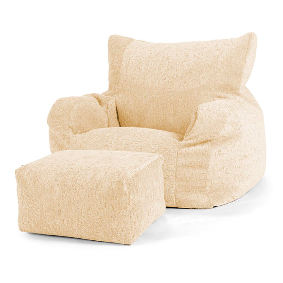 Puff Sillón Josephine - Chenilla Premium Marfil 02
