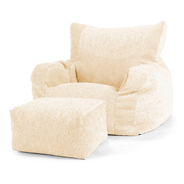 Puff Sillón Josephine - Chenilla Premium Marfil 02