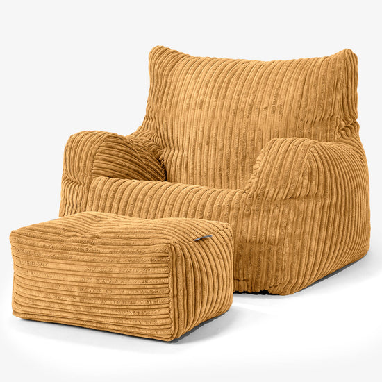 Puff Sillón Josephine - Pana Clásica Miel Dorada 02