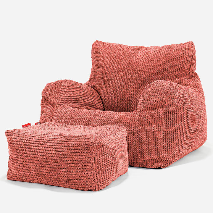 Puff Sillón Josephine - Pompón Naranja Calabaza 02