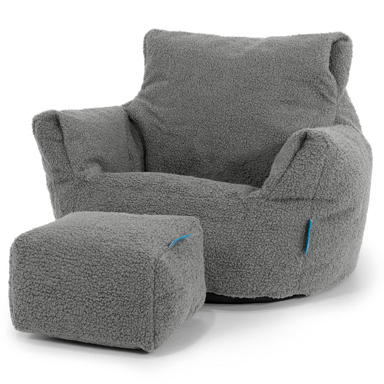 Puff Sillón para niños 1-3 años - Boucle Gris 02