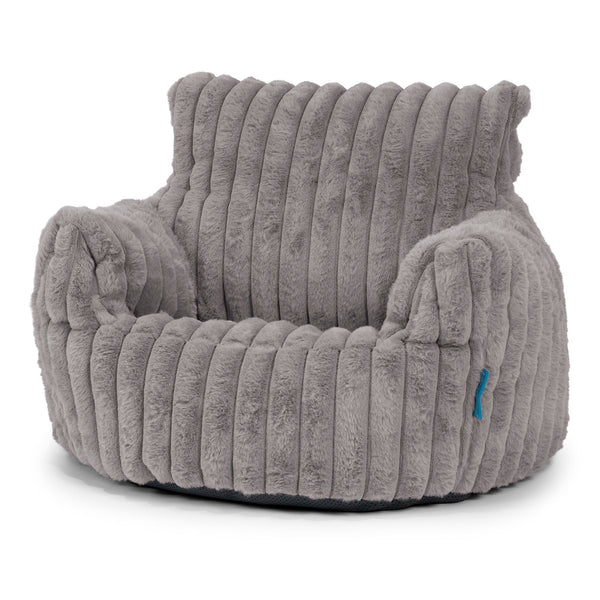 Puff Sillón para niños 1-3 años - Pana de Felpa Ultra Gris 01