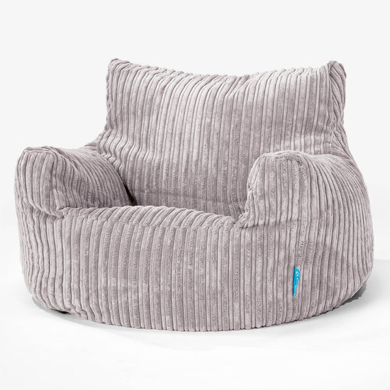 Puff Sillón para niños 3-8 años - Pana Clásica Gris Plata 01