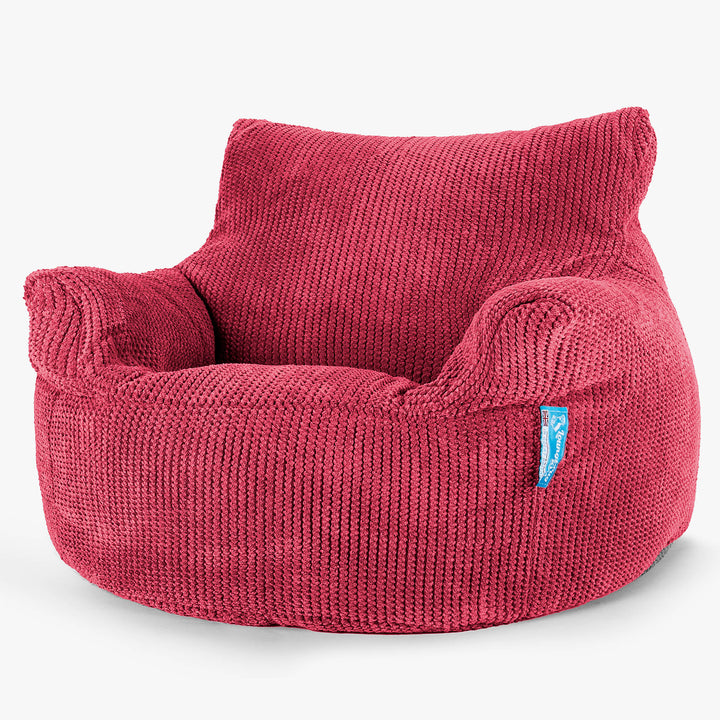 Puff Sillón para niños 3-8 años - Pompón Rojo pastel 01