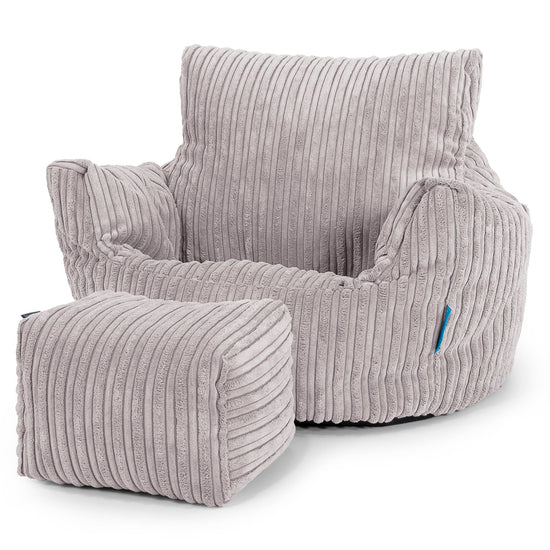 Puff Sillón para niños 1-3 años - Pana Clásica Gris Plata 02