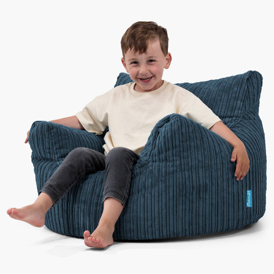Puff Sillón para niños 3-8 años - Pana Clásica Azul marino 02
