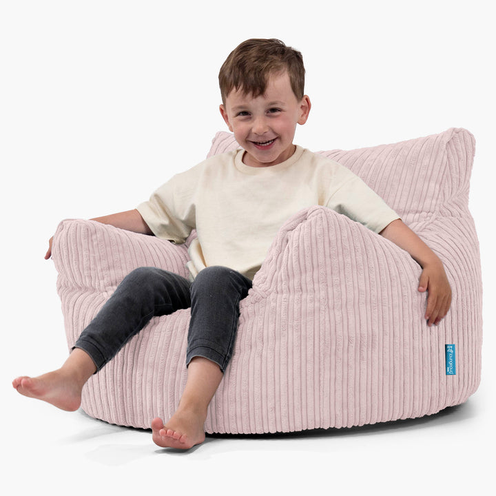 Puff Sillón para niños 3-8 años - Pana Clásica Rosa Claro 02