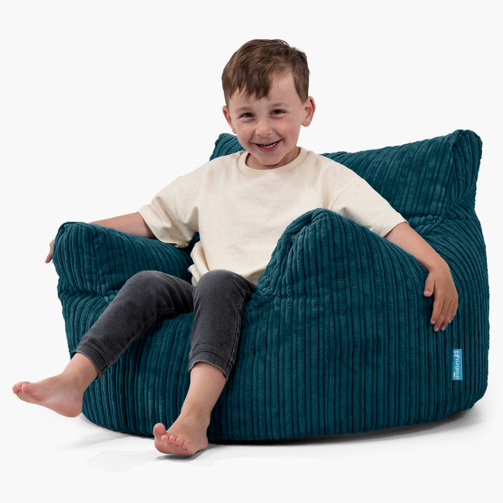 Puff Sillón para niños 3-8 años - Pana Clásica Turquesa 02