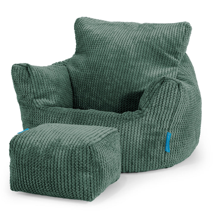 Puff Sillón para niños 1-3 años - Pompón Verde Musgo 02