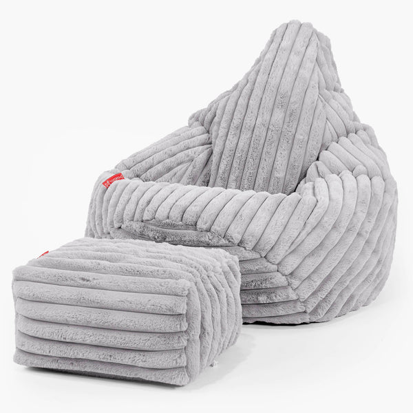 Silla De Juego Puf - Pana de Felpa Ultra Gris 01