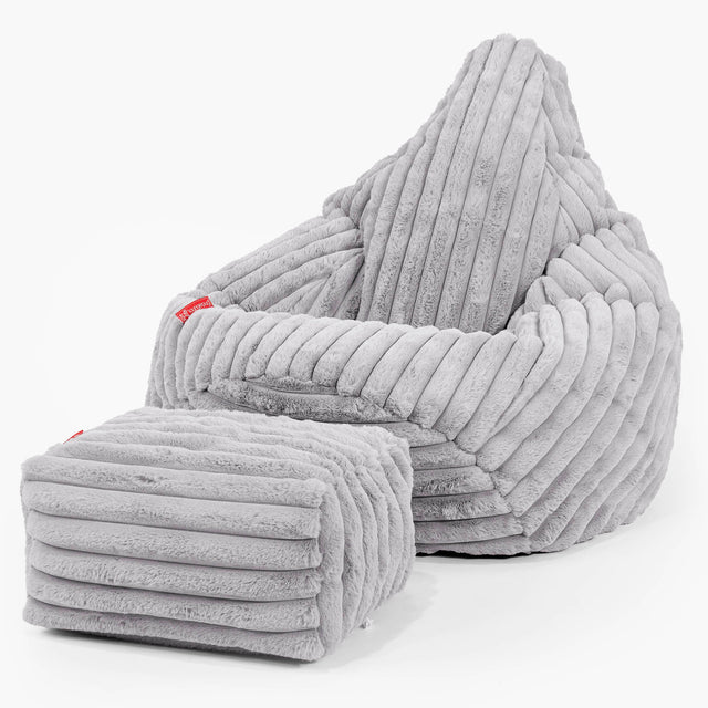 Silla De Juego Puf - Pana de Felpa Ultra Gris 01
