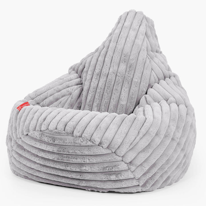 Silla De Juego Puf - Pana de Felpa Ultra Gris 02