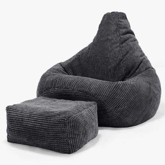Silla De Juego Puf - Pompón Negro 01