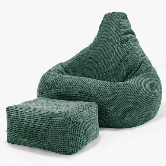 Silla De Juego Puf - Pompón Verde Musgo 01