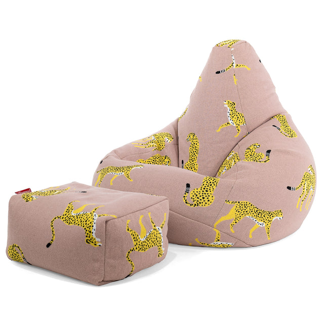 Silla De Juego Puf - Punto Guepardo Rosa 01