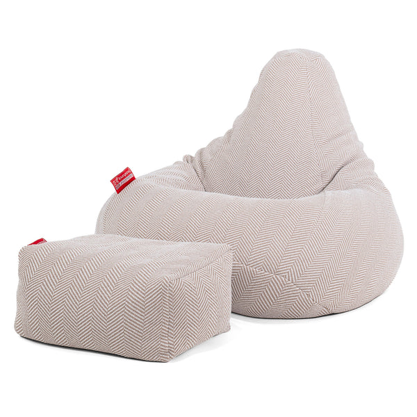 Silla De Juego Puf - Punto Tejido de Espiga Patrón Piedra 01