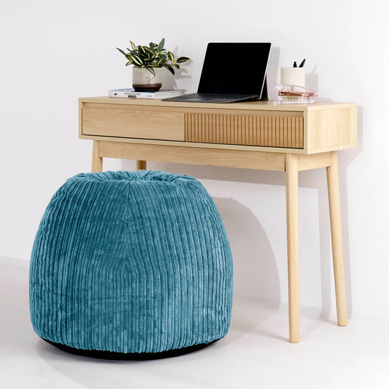 Silla Pouf de Oficina Ergonómica - Pana Clásica Egeo Azul - 02