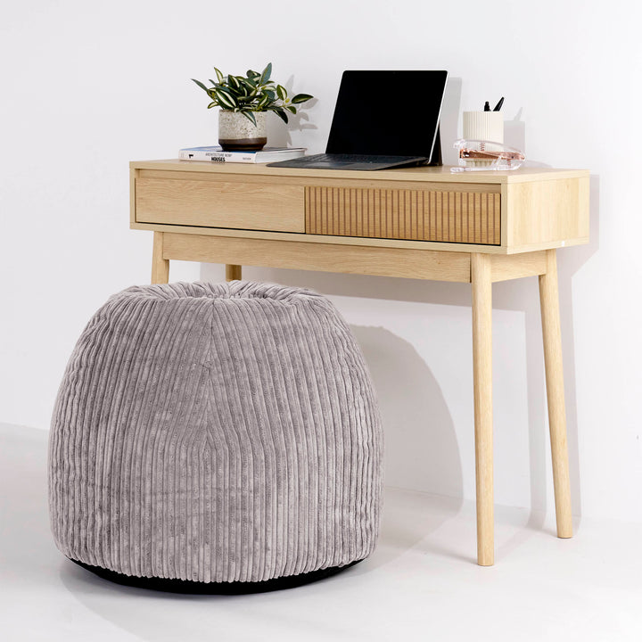 Silla Pouf de Oficina Ergonómica - Pana Clásica Gris Plata - 02