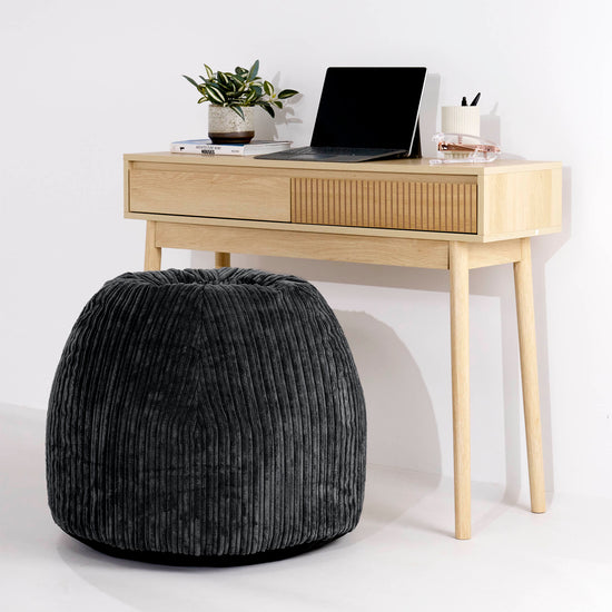 Silla Pouf de Oficina Ergonómica - Pana Clásica Negro - 02