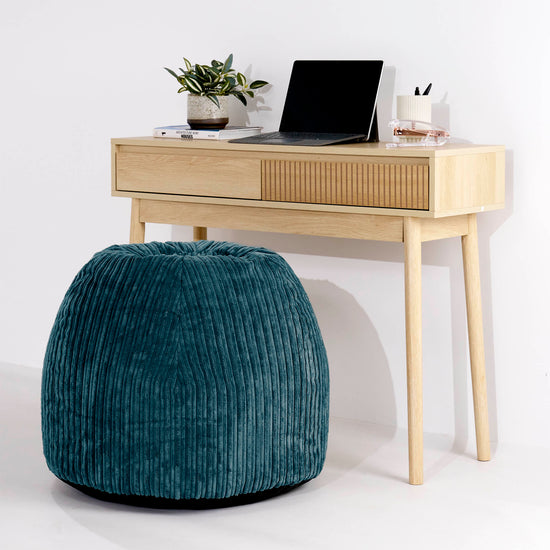 Silla Pouf de Oficina Ergonómica - Pana Clásica Turquesa - 02