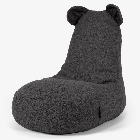 Silla Puff Infantil Animal Oso de 2 a 6 años - Boucle Grafito 01