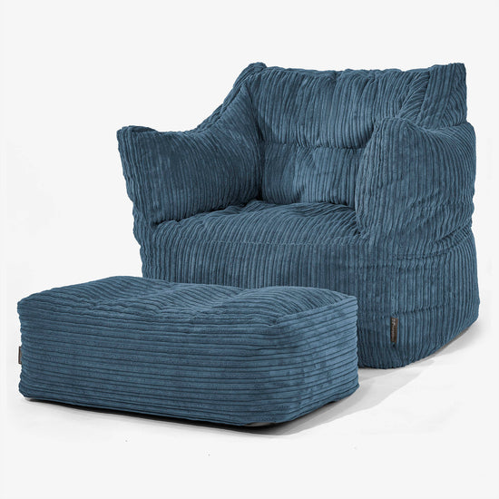 Sillón Puff Victor - Pana Clásica Azul marino 02