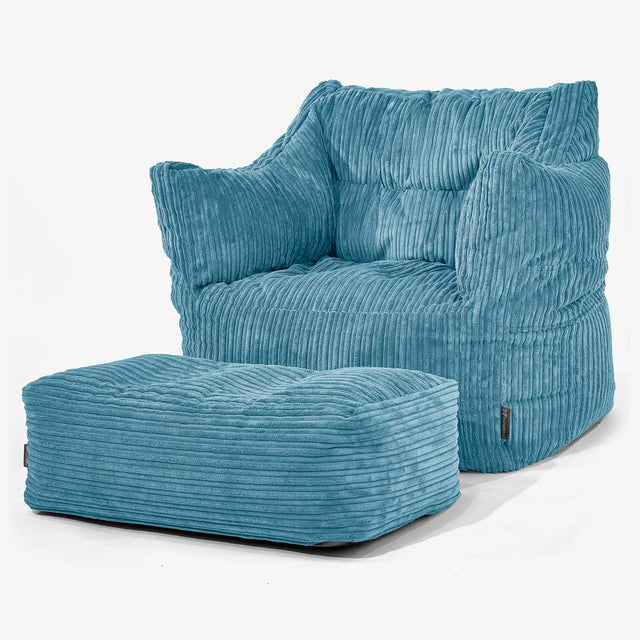 Sillón Puff Victor - Pana Clásica Egeo Azul 02