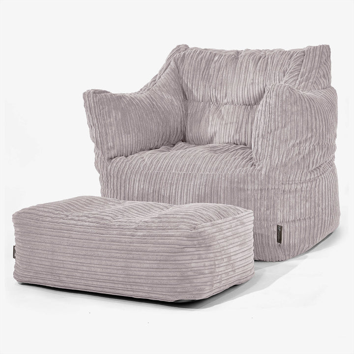 Sillón Puff Victor - Pana Clásica Gris Plata 02