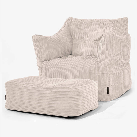 Sillón Puff Victor - Pana Clásica Marfil 02