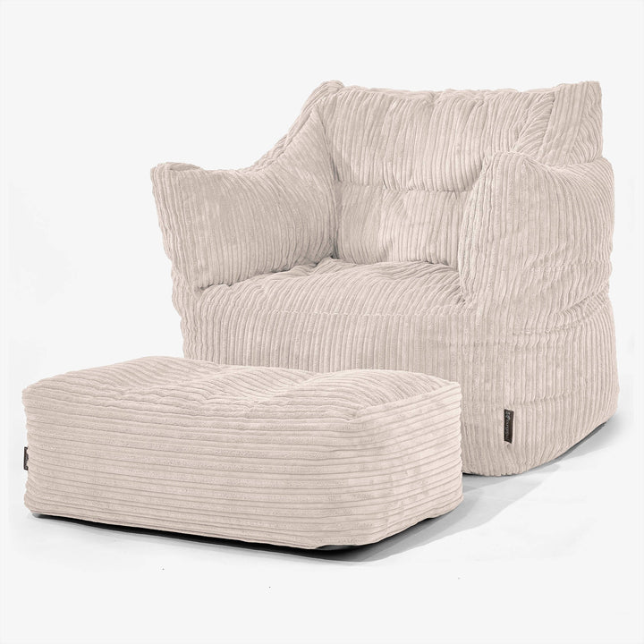 Sillón Puff Victor - Pana Clásica Marfil 02