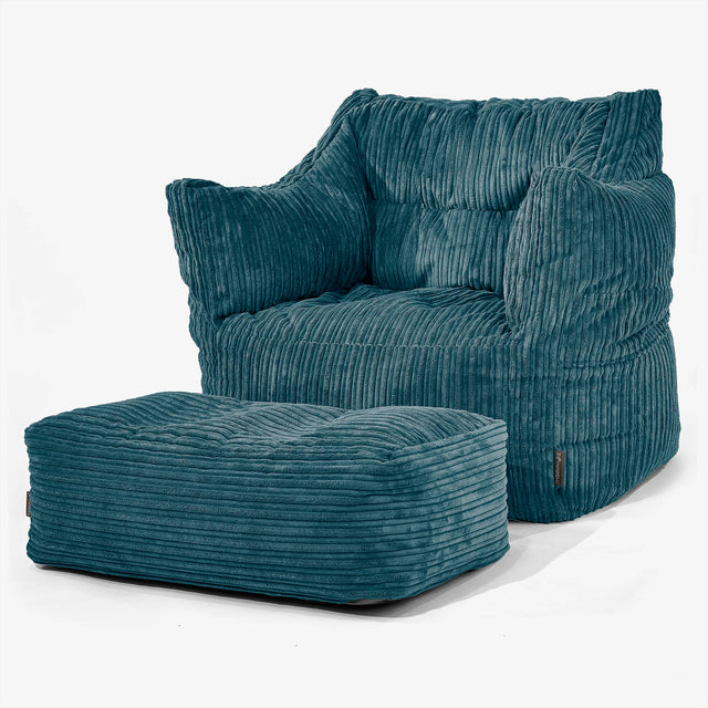Sillón Puff Victor - Pana Clásica Turquesa 02