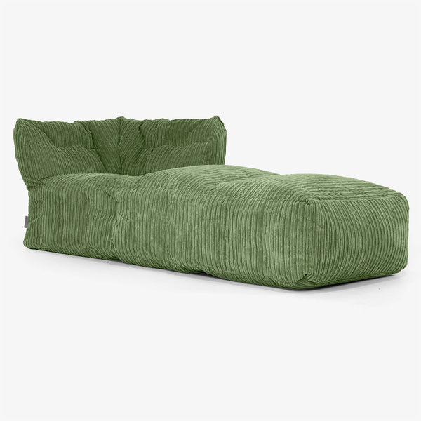 Sofá Modular Puf, Sección Chaise Derecha - Pana Clásica Bosque Verde 01