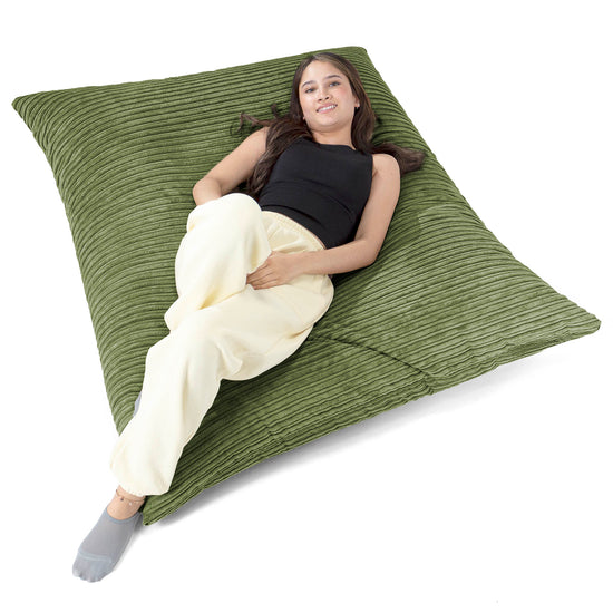 Puff Gigante Cama XL - Pana Clásica Bosque Verde 02