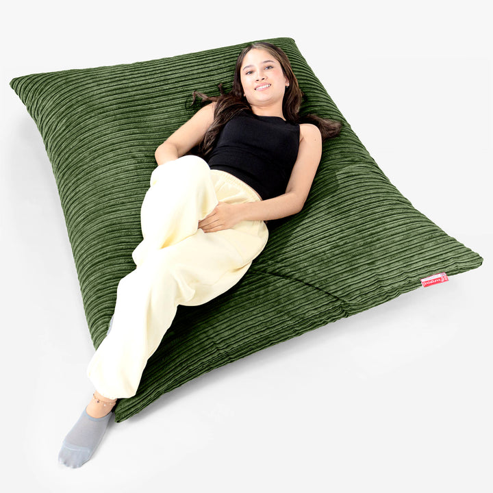Puff Gigante Cama XL - Pana Clásica Bosque Verde 02