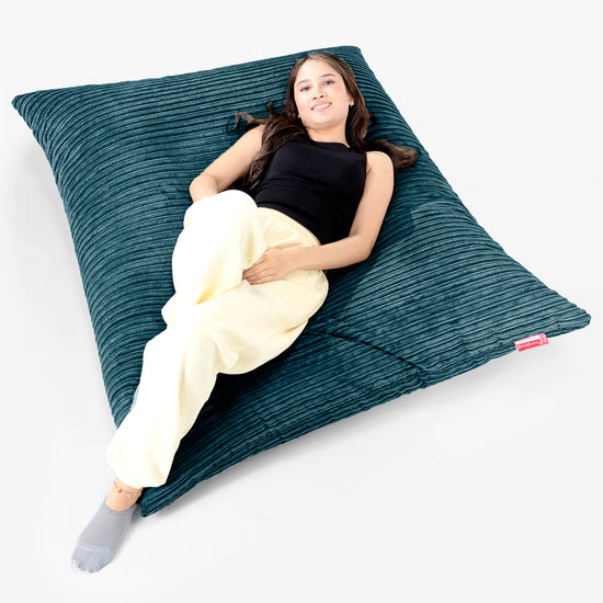 Puff Gigante Cama XL - Pana Clásica Turquesa 02